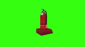 3d rendering of a fire extinguisher on a green background video