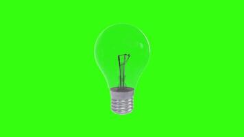 Bright green 3D rendered light bulb rotating smoothly in space video