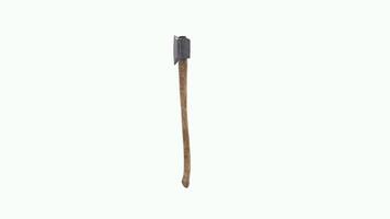 Detailed 3D rendering of a traditional wood axe on a plain background video