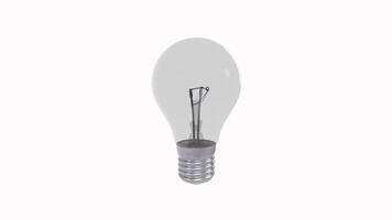 3D rendering of a light bulb in simple design and clear details video