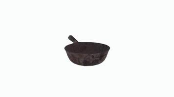 Realistic 3d rendering of a rustic frying pan on a plain background video