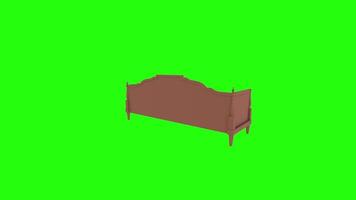 3D rendering of a vintage couch with a green background video