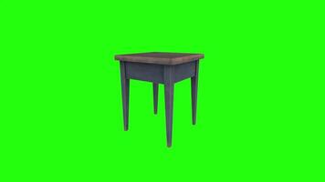 Realistic 3D rendering of a simple wooden table with green background video