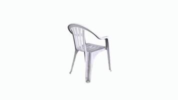 Realistic 3D rendering of a white plastic chair in a simple setting video