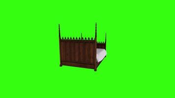 3D rendering of a wooden bed with white bedding on a bright background video