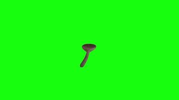 Wooden spoon floating in green background during 3D rendering video