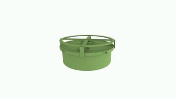 3D rendering of a green circular storage container design video