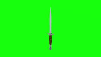 3D rendering of a sleek dagger with a green background video
