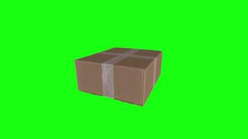 3D rendering of a cardboard box on a bright green background video