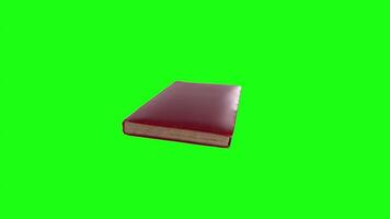 Realistic 3D rendering of a closed red book on a green background video