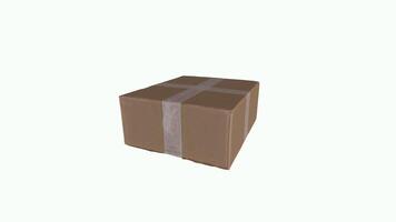 3D rendering of a closed cardboard box on a white background video
