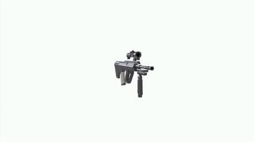 3D rendering of a modern tactical rifle with scope and accessories video