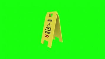 Caution sign in 3D rendering with clear green background video