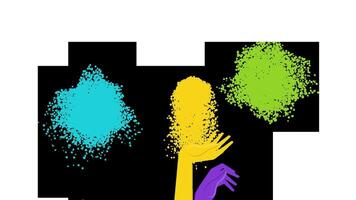 Hands throw colorful holi powder into the air. Flat loop without background. video