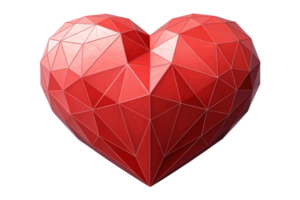 A red geometric heart with a vibrant and bold appearance, symbolizing passion and strong emotions through angular shapes and symmetry png