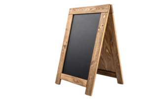 A sturdy polished wooden chalkboard with a black matte surface, combining charm and utility for clear communication png