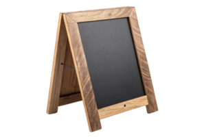 un compacto de madera un cuadro pizarra con liso, limpiar líneas, ideal para versátil señalización en cafeterías o tiendas png