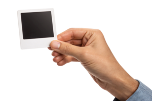 A hand holds a blank slide frame, ready for customization, offering a nostalgic feel of analog photography png