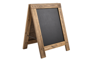 A rustic wooden chalkboard stand, perfect for messages, menus, or announcements, blending simplicity with practicality png