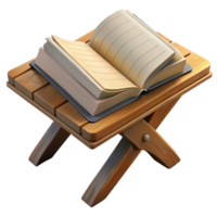 wonderful vintage Open Book on Wooden Table Isolated exclusive png