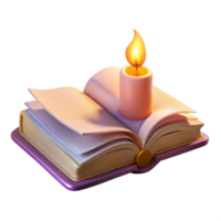 elegant abstract Open Book with Candlelight Soft Lighting Transparent Background png