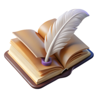 extraordinary abstract Open Book with Feather Bookmark Top View Transparent Background png