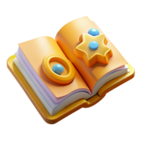 stunning creative Open Book with Knowledge Symbols Transparent Background with Yellow Pages exclusive png