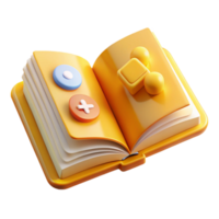 magnificent traditional Open Book with Knowledge Symbols Transparent Background with Yellow Pages original png