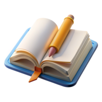 vibrant artistic Open Book with Pencil Underlining Text Transparent Background detailed png