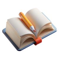 elegant creative Open Book with Pencil Underlining Text Transparent Background authentic png
