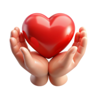 magnificent artistic Open Hands Holding Heart Transparent Background with Red Color premium png