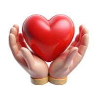 impressive artistic Open Hands Holding Heart Transparent Background with Red Color original png