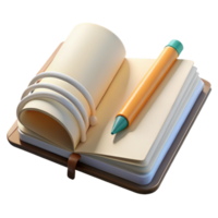 wonderful rustic Open Notebook and Pencil Transparent png