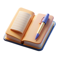 vibrant rustic Open Notebook and Pen Flat Lay Isolated detailed png