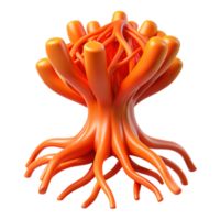 vibrant rustic Orange Red Artificial Root System Isolated Transparent Background professional png