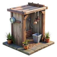 elegant rustic Outdoor Shower Rustic Design Isolated premium png