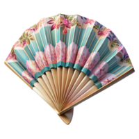 impressive creative Paper Fan with Floral Design Open Position Transparent genuine png