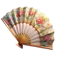 extraordinary abstract Paper Fan with Floral Design Open Position Transparent exclusive png