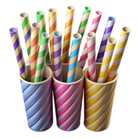 beautiful creative Paper Straws in Assorted Colors Transparent Background authentic png