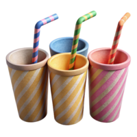 serene abstract Paper Straws in Various Colors Isolated Cutout png