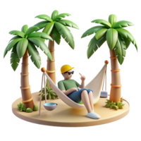 dramatic rustic Person Relaxing in Hammock Under Trees Cutout Tropical Setting png