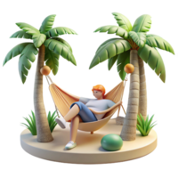 serene rustic Person Relaxing in Hammock Under Trees Cutout Tropical Setting professional png