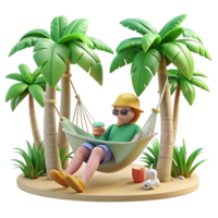 magnificent classic Person Relaxing in Hammock Under Trees Cutout Tropical Setting high resolution png