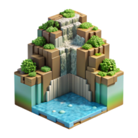 extraordinary traditional Pixelated Waterfall with Cascading Pixels Isolated high resolution png