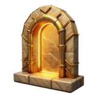 vibrant classic Portal with Glowing Frame Golden Color Transparent Background high resolution png