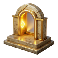 wonderful artistic Portal with Glowing Frame Golden Color Transparent Background png