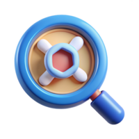 impressive creative Quantum Computing Research Icon Cutout with Magnifying Glass high quality png