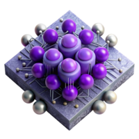 impressive rustic Quantum Computing Visualization with Purple Particles Isolated high quality png