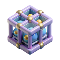 beautiful rustic Quantum Entangled Qubits Isometric View Transparent Background original png