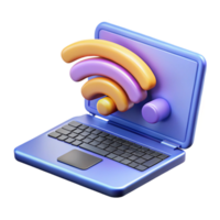 impressive modern Quantum Internet Access Icon with Laptop and Wi-fi Symbol high quality png